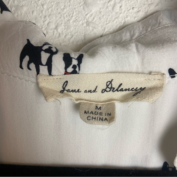 Jane And Delancey Size Medium Bulldogs Button Down Sleeveless Blouse White - Picture 5 of 7